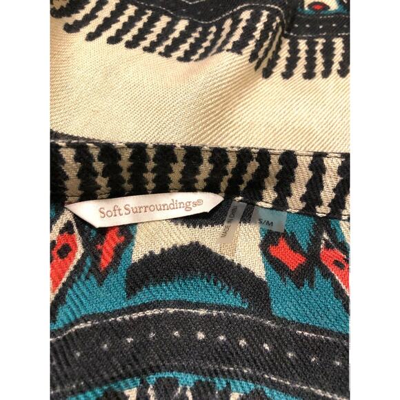 SOFT SURROUNDINGS Women's S / M Black Chelan Wrap Tie Aztec Boho Tribal Cardigan - Picture 4 of 5